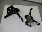 New front caliper bracket bolted on spindles