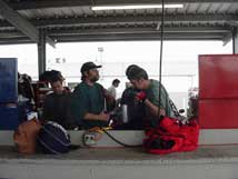 Crew working on the trans