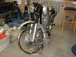 The new front wheel with the new spokes installed